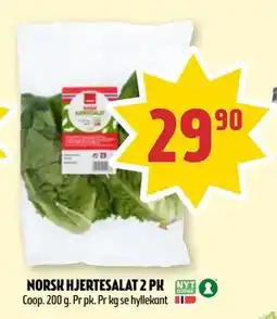 Coop Prix NORSK HJERTESALAT 2 PK, NOK 29.9 tilbud