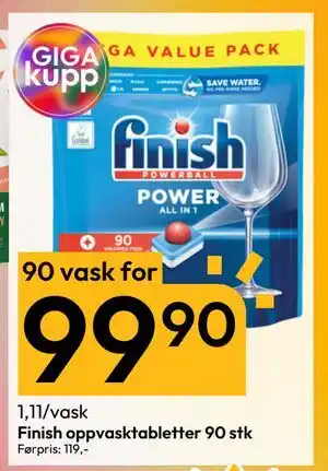 Gigaboks Finish oppvasktabletter 90 stk, NOK 99.9 tilbud