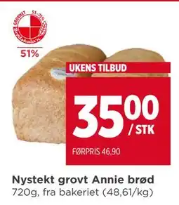 Meny Nystekt grovt Annie brød, NOK 35 tilbud