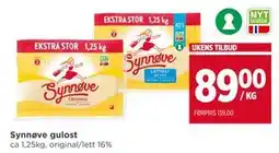 Meny Synnøve gulost, NOK 89 tilbud