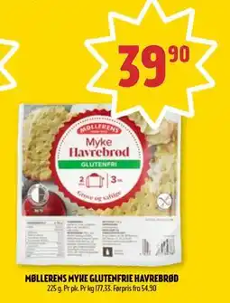Coop Prix MØLLERENS MYKE GLUTENFRIE HAVREBRØD, NOK 39.9 tilbud