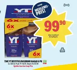 Coop Prix TINE YT RESTITUSJONSDRIKK KAKAO 6 PK, Medlemspris tilbud