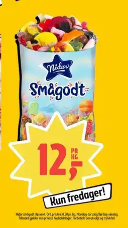 Coop Prix Nidar smågodt i løsvekt, NOK 12 tilbud