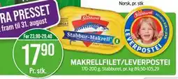 Kiwi MAKRELLFILET/LEVERPOSTEI, NOK 17.9 tilbud