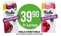 Kiwi BIOLA SYRNET MELK, NOK 39.9 tilbud
