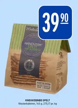 Rema 1000 KNEKKEBRØD SPELT, NOK 39.9 tilbud