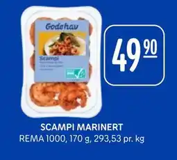 Rema 1000 SCAMPI MARINERT, NOK 49.9 tilbud