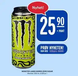Rema 1000 MONSTER LANDO NORRIS ZERO SUGAR, NOK 25.9 tilbud