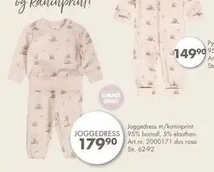 Sparkjøp Joggedress m/kaninprint 95% bomull, 5% elasthan, NOK 179.9 tilbud