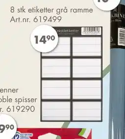Sparkjøp 8 stk etiketter grå ramme, NOK 14.9 tilbud