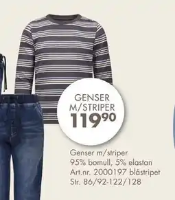 Sparkjøp Genser m/striper 95% bomull, 5% elastan=, NOK 119.9 tilbud