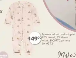 Sparkjøp Pyjamas heldrakt m/kaninprint 95% bomull, 5% elastan, NOK 149.9 tilbud