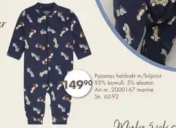 Sparkjøp Pyjamas heldrakt m/bilprint 95% bomull, 5% elastan, NOK 149.9 tilbud