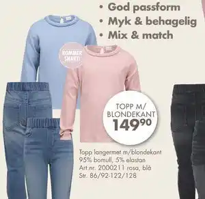 Topp langermet m/blondekant, NOK 149.9