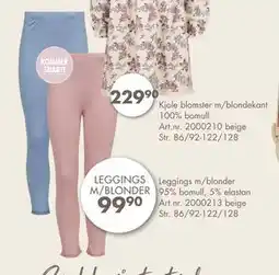 Sparkjøp Leggings m/blonder 95% bomull, 5% elastan, NOK 99.9 tilbud