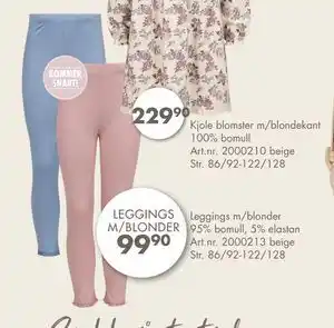 Sparkjøp Leggings m/blonder 95% bomull, 5% elastan, NOK 99.9 tilbud