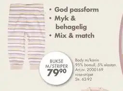 Sparkjøp Body m/kanin 95% bomull, 5% elastan, NOK 79.9 tilbud