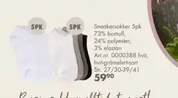 Sparkjøp Sneakersokker 5pk 73% bomull, 24% polyester, 3% elastan, NOK 59.9 tilbud