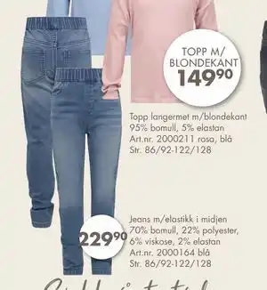 Sparkjøp Jeans m/elastikk i midjen 70% bomull, 22% polyester, 6% viskose, 2% elastan, NOK 229.9 tilbud