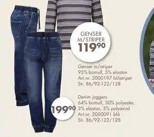 Sparkjøp Denim joggers 64% bomull, 30% polyester, 3% elastan, 3% polyamid, NOK 199.9 tilbud