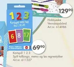 Sparkjøp Kortspill 1 2 3 Spill tallbingo, memo og løs regnestykker, NOK 69.9 tilbud