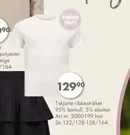 Sparkjøp T-skjorte ribbestrikket 95% bomull, 5% elastan, NOK 129.9 tilbud