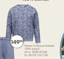 Sparkjøp Genser m/dinosaurmønster 100% bomull, NOK 149.9 tilbud