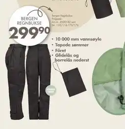 Sparkjøp Bergen Regnbukse Polyester, NOK 299.9 tilbud