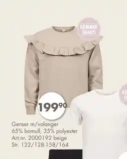 Sparkjøp Genser m/volanger 65% bomull, 35% polyester, NOK 199.9 tilbud