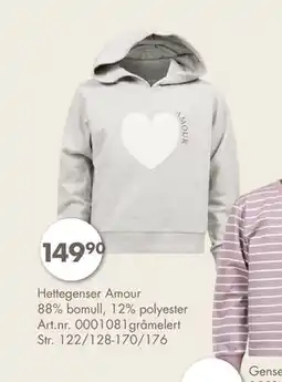 Sparkjøp Hettegenser Amour 88% bomull, 12% polyester, NOK 149.9 tilbud