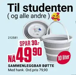 Europris SAMMENLEGGBAR BØTTE, NOK 49.9 tilbud