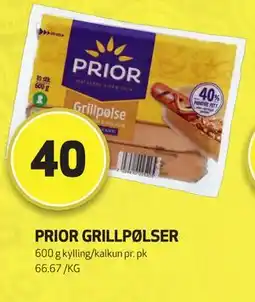 Bunnpris PRIOR GRILLPØLSER, NOK 40 tilbud