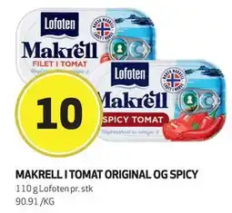 Bunnpris MAKRELL I TOMAT ORIGINAL OG SPICY, NOK 10 tilbud