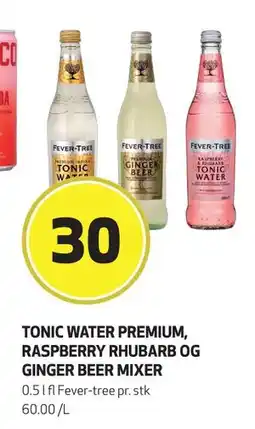 Bunnpris TONIC WATER PREMIUM, RASPBERRY RHUBARB OG GINGER BEER MIXER, NOK 30 tilbud