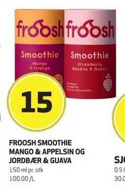 Bunnpris FROOSH SMOOTHIE MANGO & APPELSIN OG JORDBÆR & GUAVA, NOK 15 tilbud