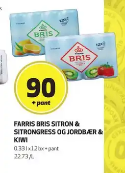 Bunnpris FARRIS BRIS SITRON & SITRONGRESS OG JORDBÆR & KIWI, NOK 90 tilbud