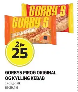 Bunnpris GORBYS PIROG ORIGINAL OG KYLLING KEBAB, NOK 25 tilbud