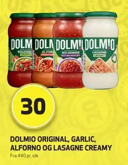 Bunnpris DOLMIO ORIGINAL, GARLIC, ALFORNO OG LASAGNE CREAMY, NOK 30 tilbud