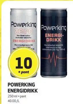 Bunnpris POWERKING ENERGIDRIKK, NOK 10 tilbud