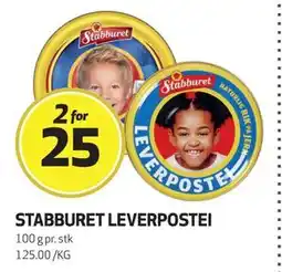 Bunnpris STABBURET LEVERPOSTEI, NOK 25 tilbud