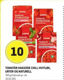 Bunnpris TOMATER HAKKEDE CHILI, HVITLØK, URTER OG NATURELL, NOK 10 tilbud
