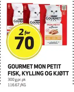 Bunnpris GOURMET MON PETIT FISK, KYLLING OG KJØTT, NOK 70 tilbud