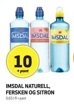 Bunnpris IMSDAL Naturell, fersken og sitron, NOK 10 tilbud