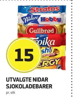 Bunnpris UTVALGTE SJOKOLADEBARER, NOK 15 tilbud