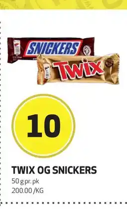 Bunnpris TWIX OG SNICKERS, NOK 10 tilbud