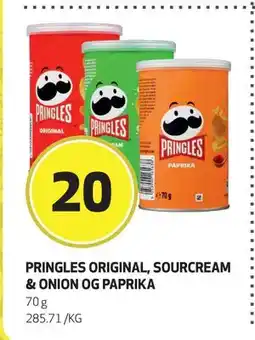 Bunnpris PRINGLES ORIGINAL, SOURCREAM & ONION OG PAPRIKA, NOK 20 tilbud