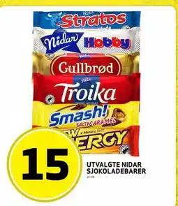 Bunnpris UTVALGTE NIDAR SJOKOLADEBARER, NOK 15 tilbud