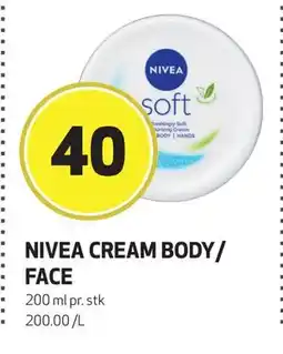 Bunnpris NIVEA CREAM BODY/FACE, NOK 40 tilbud