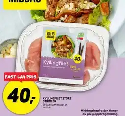 Bunnpris KYLLINGFILET STORE STRIMLER, NOK 40 tilbud