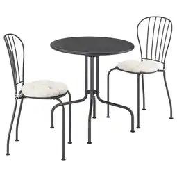 IKEA LÄckÖ Bord + 2 stoler, utendørs, grå/kuddarna lys grå-beige, 70 cm tilbud